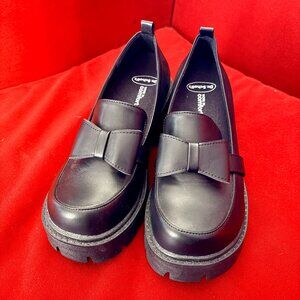 Womens Mary Janes Loafers Platform Chunky Mid-Heel Classic Round Toe Sli